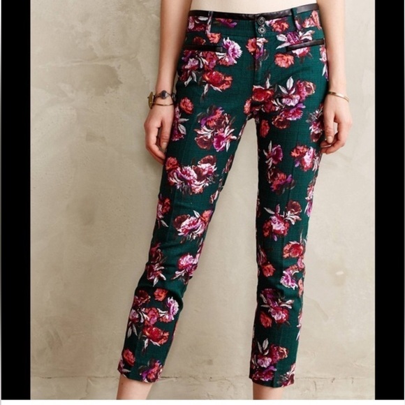 Anthropologie Cartonnier Floral Charlie Trouser Ankle Pants Women’s size 2 - Picture 3 of 15